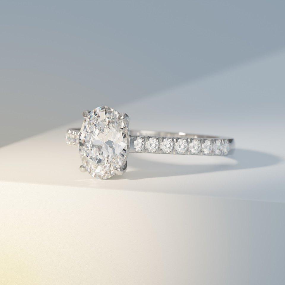 Cathedral Set Oval Solitaire with Pavé Band