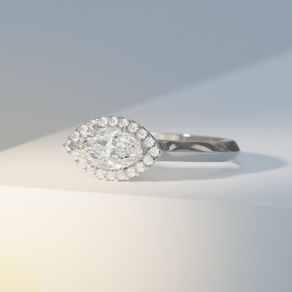 East West Marquise with Diamond Halo