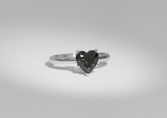 Black Heart Shaped Diamond in Platinum