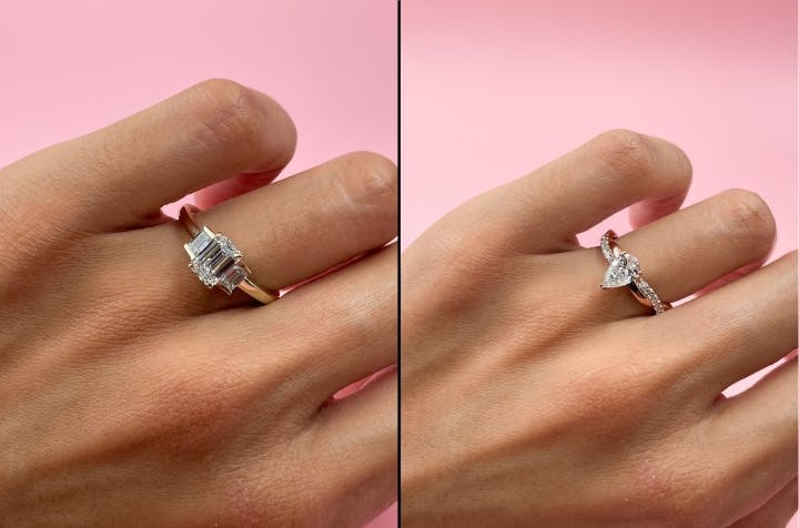 Difference in finger coverage between a 3 stone and solitaire
