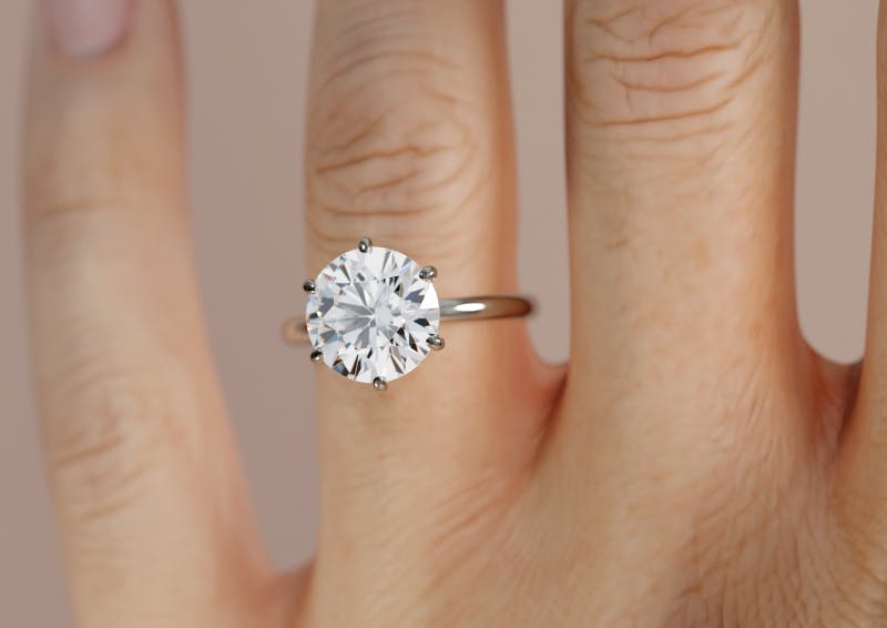 5CT Round 6 claw Diamond Engagement Ring