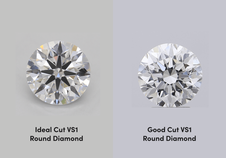 Ideal vs Good Cut Round Diamond