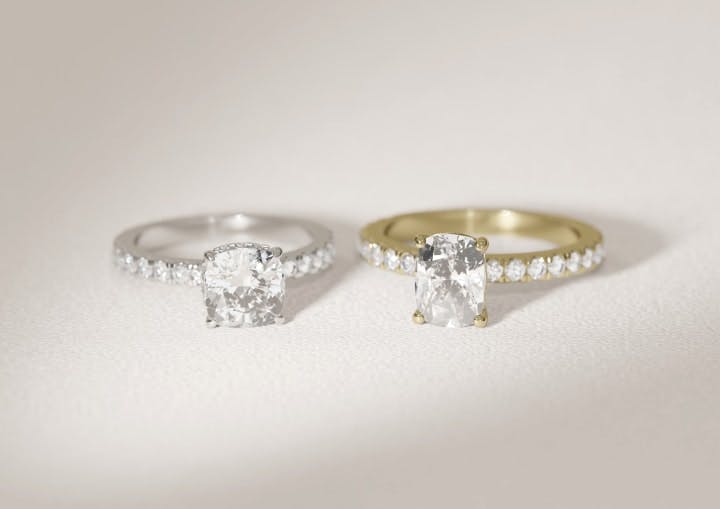 Different ratios of a solitaire Cushion Cut Diamond Engagement Ring
