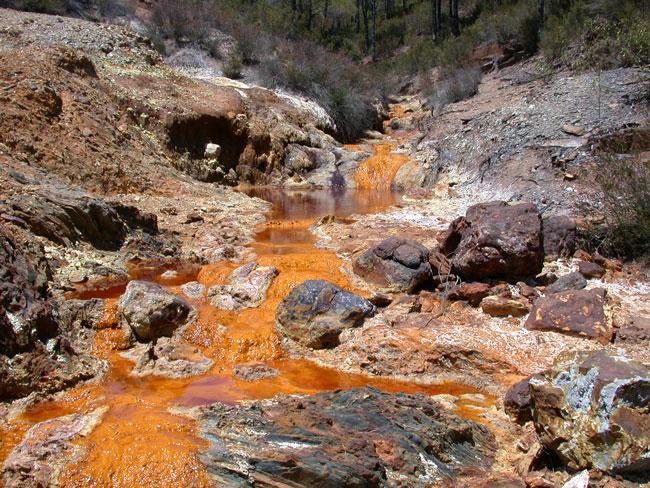 Rio Tinto in Spain — Acid mine drainage can turn waterways orange to red