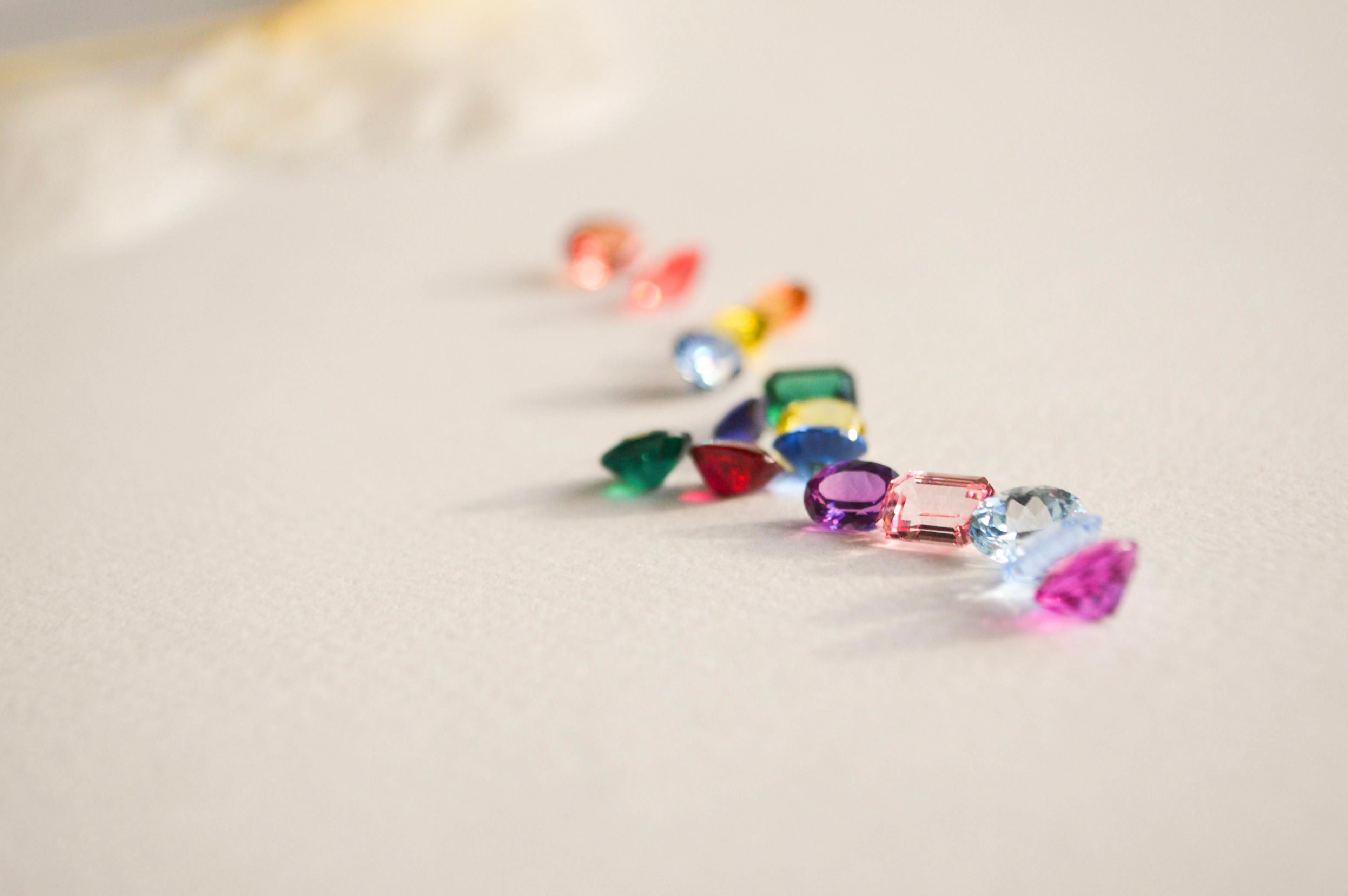 Lab grown coloured gemstones