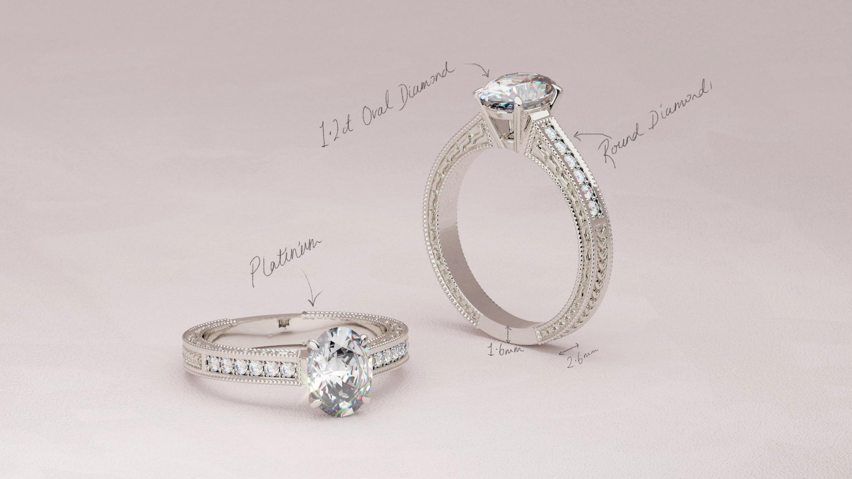 Oval Engagement Ring Render