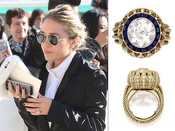 Mary Kate Olsen Sapphire and Diamond Engagement Ring