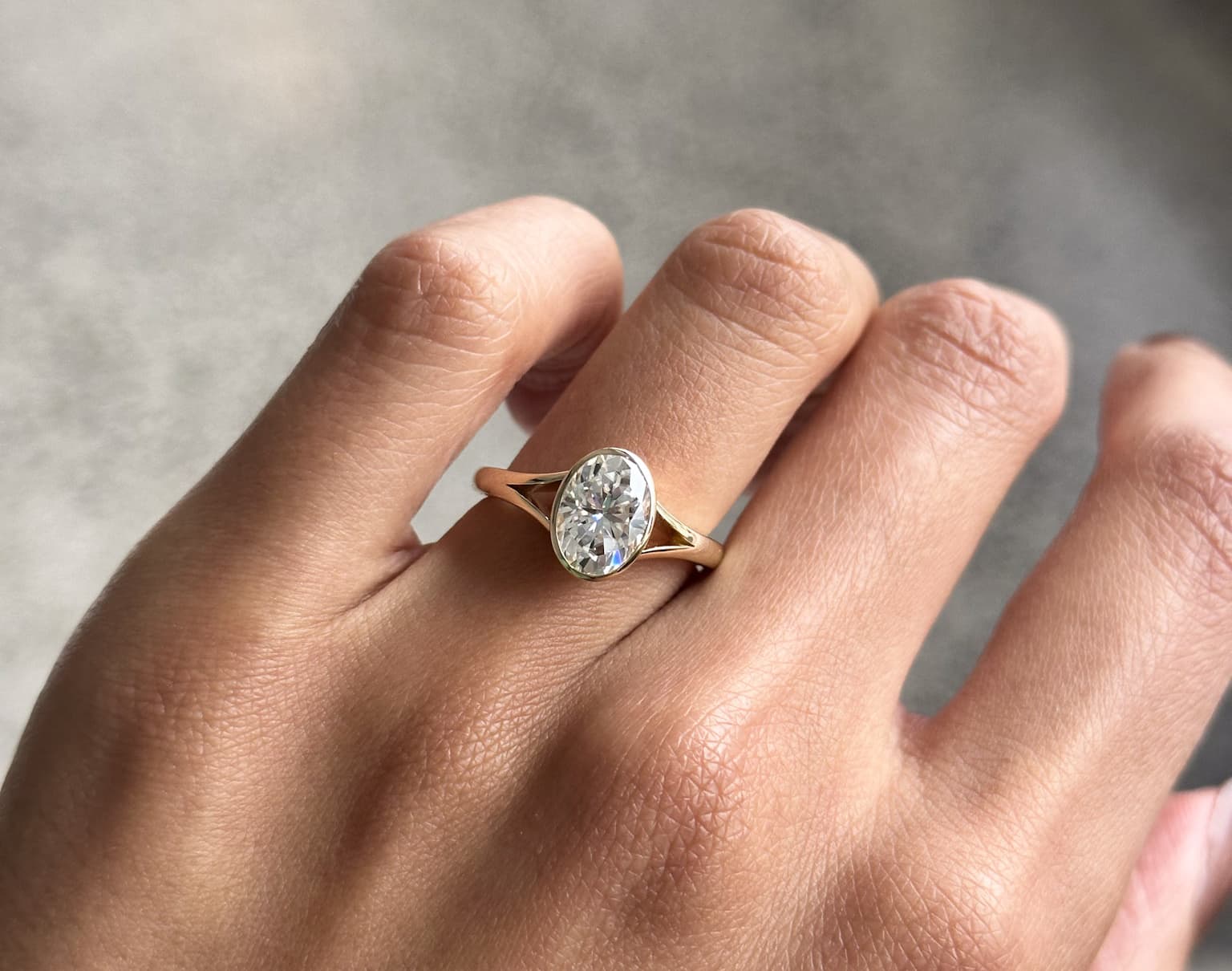 Four Words Moissanite in Split Shank Band